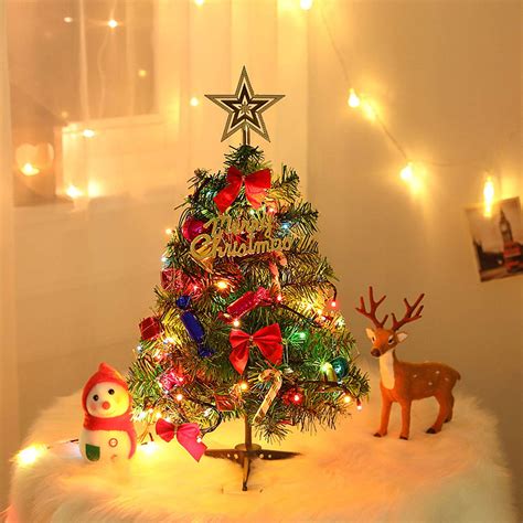 coolmade small christmas tree  lights mini desktop decoration tree  home office shopping