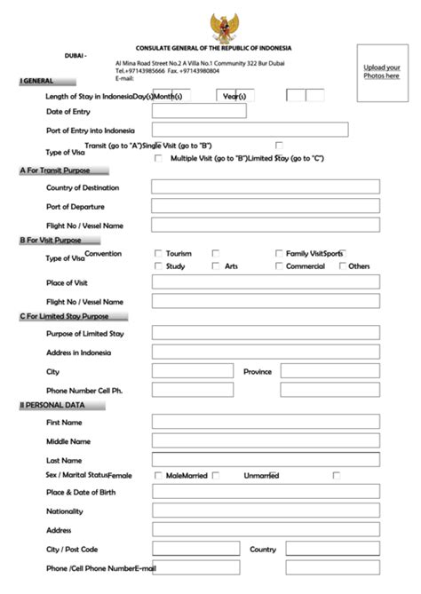 Indonesia Visa Application Form Fill Online Printable
