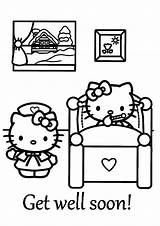 Coloring Well Soon Get Pages Hello Kitty Printable Coloring4free Better Care Quickly sketch template