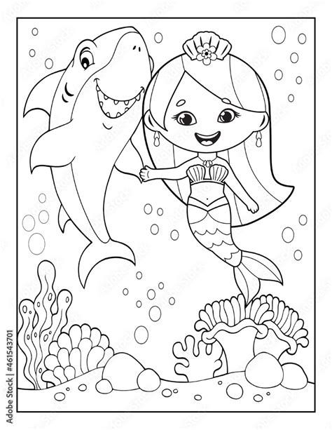 mermaid coloring book pages  kids coloring book  children