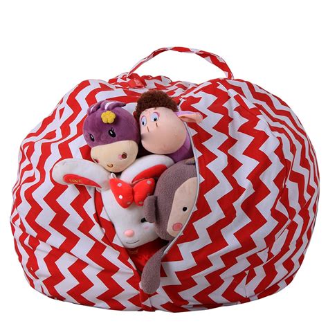 coneed toys organizer kids stuffed animal plush toy storage bean bag soft pouch stripe