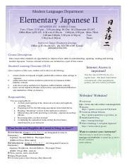 jap syllabuspdf modern languages department elementary japanese ii japanese