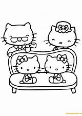 Kitty Hello Pages Family Coloring Her Color Print Coloringpagesonly sketch template