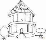 Coloring House Bungalow Round Pages Drawing Big Houses Trees Printable Beautiful Little Drawings Brick sketch template
