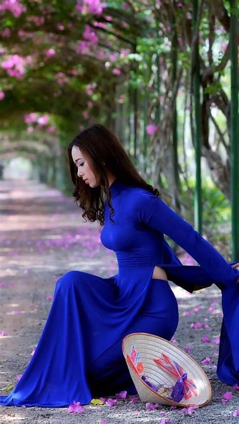 Electric Blue Vietnamese Ao Dai Tailor Made Shop Chiffon Dress Satin