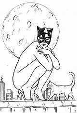 Catwoman Coloring Pages Cat Sitting Beside Color sketch template