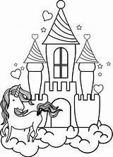 Castle Unicorn Coloring Pages Printable Kids A4 sketch template