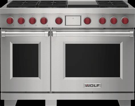 wolf dfcsp   freestanding dual fuel smart range   dual stacked sealed burners
