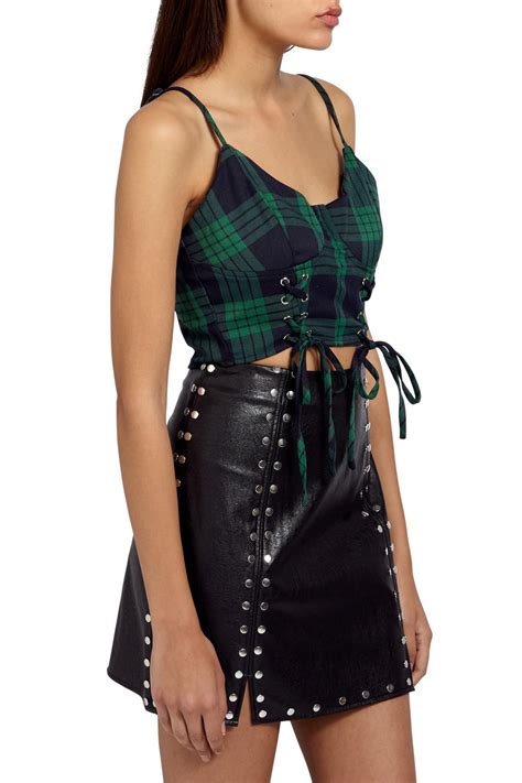 missguided plaid bustier top in green lyst