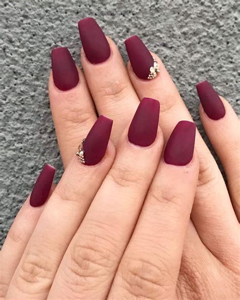 ultimate winter nail design deep red matte acrylic nails head   instagram