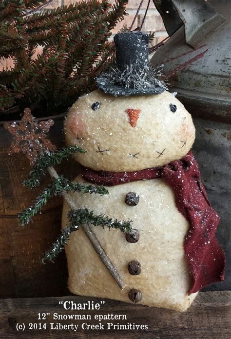 primitive snowman pattern charlie etsy   primitive christmas
