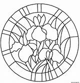 Fleurs Vitraux Fleur Colorier Coloriages Mandalas Vitrail Gratuit Moyen Décor sketch template