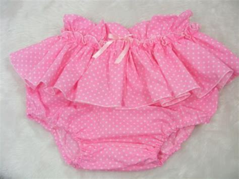 adult baby sissy pink spotted diaper cover panties  optional
