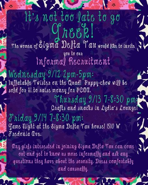 Join Us During Our Informal Recruitment Starting Tomorrow Sorority