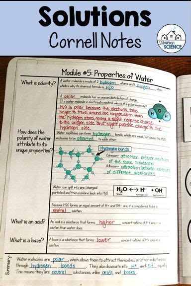 properties  water notes acids  bases cornell notes study