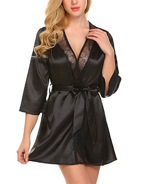 Women Ladies Satin Silk Nightdress Lingerie Sleepwear Dress Robe