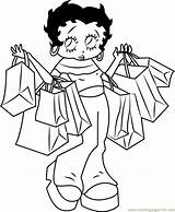 Shopping Coloring Pages Betty Boop Going Getcolorings sketch template