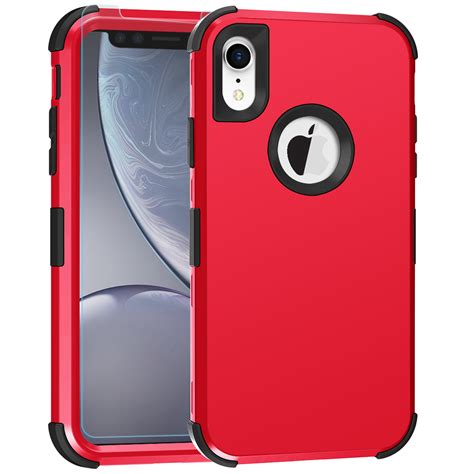 iphone xr  tempered glass screen protector dteck  layer rugged shockproof hybrid case pc