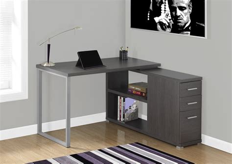 dark gray  shaped corner computer desk  storage computerdeskcom