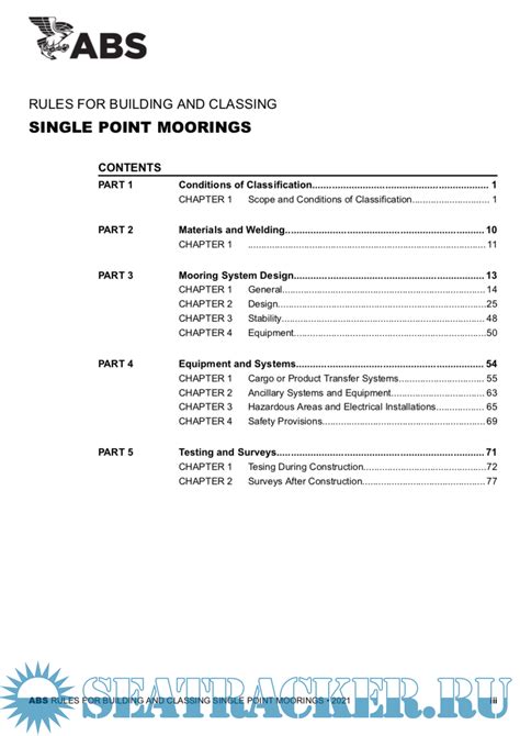 Rules For Building And Classing Single Point Moorings Abs [2021 Pdf