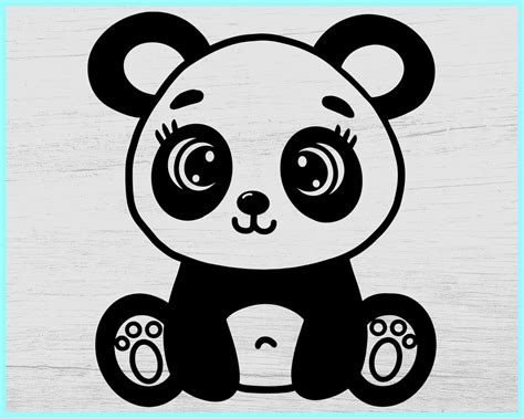panda svg panda clipart svg files  outline svg panda etsy