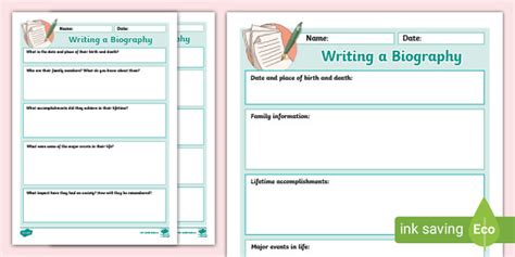 biography outline template teaching resources