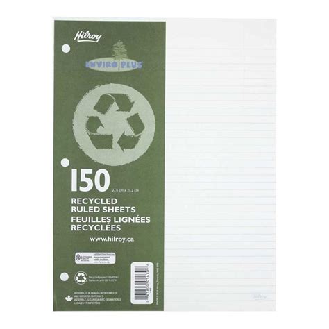 hilroy recycled ruled loose leaf sheets hole punched letter size