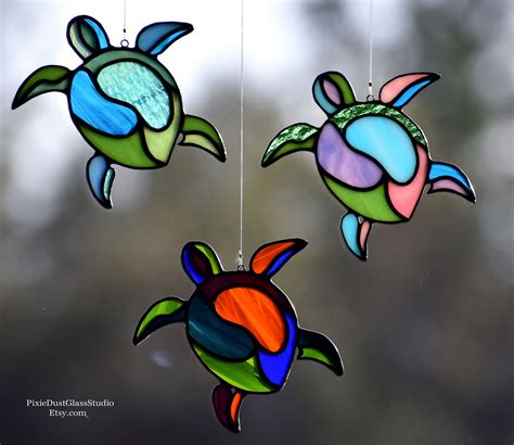 sea turtle stained glass sea turtle suncatcher tropical honu etsy