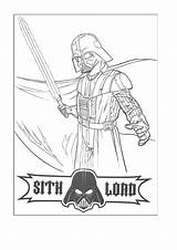 Wars Star Coloring Pages Sith Vader Lord Kids Printable sketch template