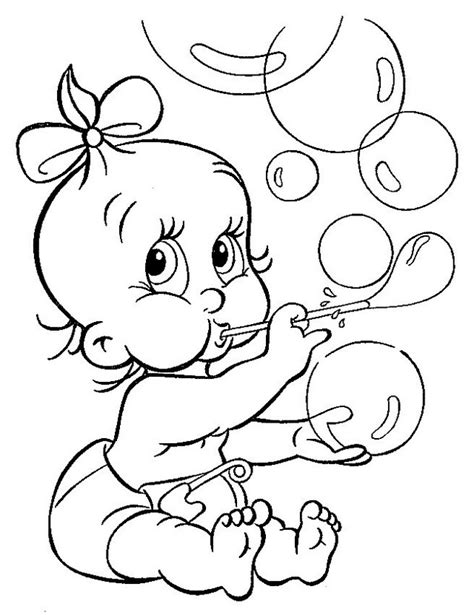 baby playing bubbles coloring sheet