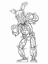 Pages Fnaf Springtrap Coloring4free Animatronics 2721 Mycoloring Freddy sketch template