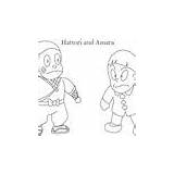 Hattori Coloring Ninja Pages Kids Cartoon Sonam sketch template