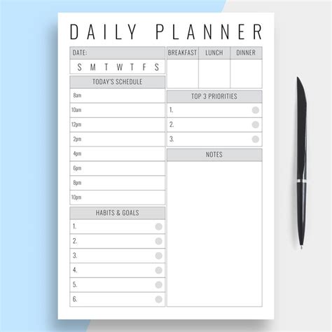 daily planner printable daily   list planner daily etsy