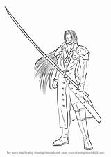 Sephiroth Fantasy Final Draw Drawing Step Drawingtutorials101 sketch template