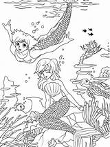 Coloring Pages Merman Mermaid Sheets Book Fantasy Dover Publications Printable Template Choose Board sketch template
