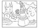 Princess Coloring Flowers Pages sketch template