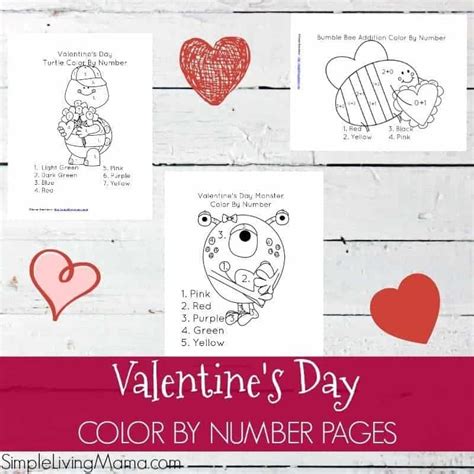 valentines day color  number pages simple living mama