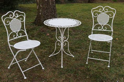 muebles de jardin mesa de jardin dos sillas blanco hierro estilo