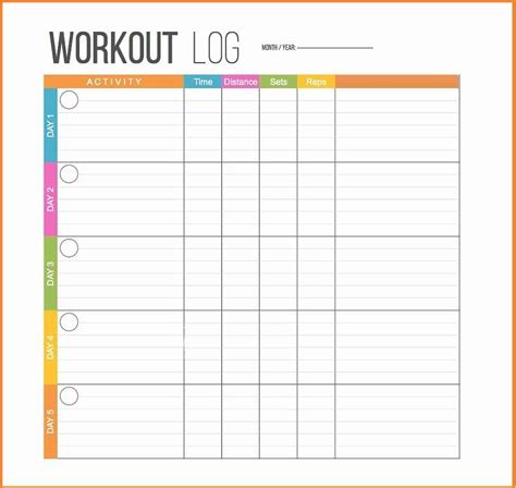 monthly workout schedule template fresh printable workout templates