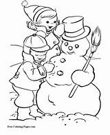 Coloring Snowman Pages Christmas Printable Vintage Winter Build Making Santa Kids Book Sheets sketch template