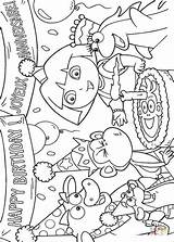 Coloring Birthday Pages Happy Dora Explorer Color sketch template
