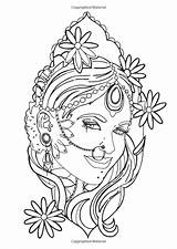 Coloring Tattoo Designs Pages Colouring Book Adult Maiden Puppet Template Visit Creative Sketch sketch template