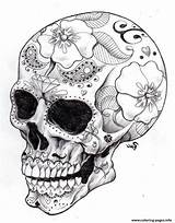 Skull Skulls Adults Teschio Calaveras Messicano Caveira Tatuaggio Tatuaggi Mandala Mexicana Mexicanas Caveiras Dibujar Doodle Stylized Lapiz Calavera Coloringpages Coloringhome sketch template