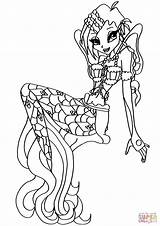Winx Coloring Club Mermaid Tecna Pages Printable Drawing Elfkena Bw sketch template