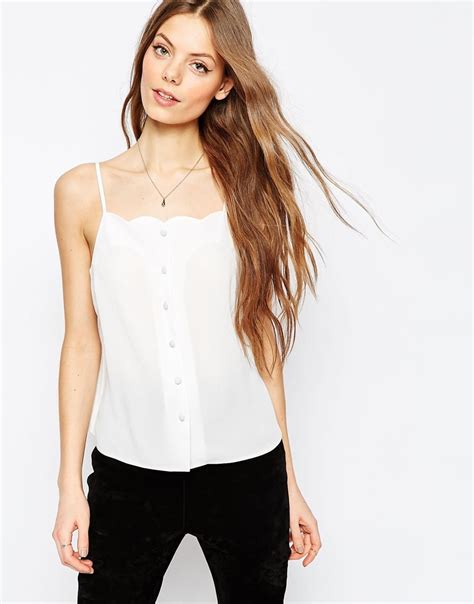 asos white button front blouses top famous fashion designers dressy vests   womens