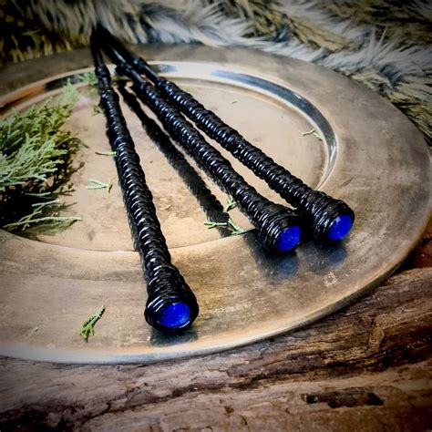 magic wand with blue glass dome black wand geek accessories etsy