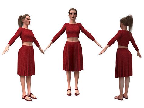 3d realistic girl with clothing skirt 3d model cgtrader