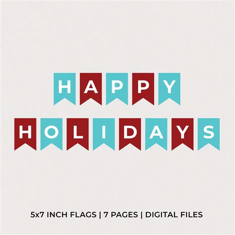 happy holidays banner printable banner party favors etsy