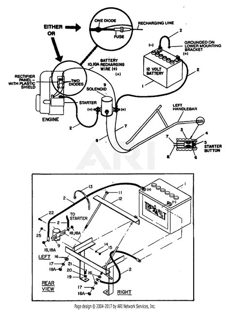 troy bilt horse ii hp roto tiller sn   parts diagram  electric start systems