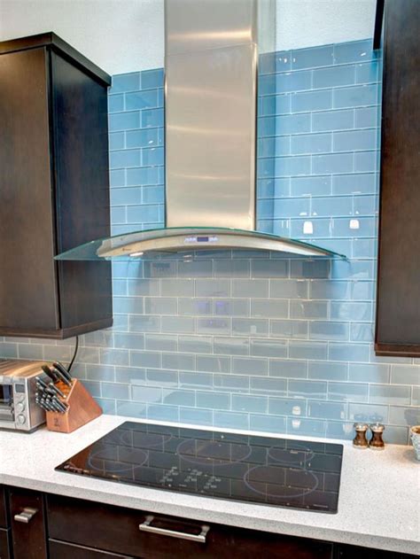 vent hood  glass tile backsplash  tops  cupboards blue tile backsplash kitchen design